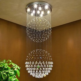 Plafonnier LED en cristal suspendu, lustre d'intérieur, luminaire suspendu pour la maison, avec ampoules LED blanc chaud de 5W