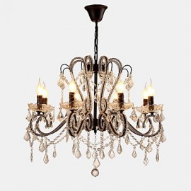 Lustre en cristal à 8 lumières, moderne/contemporain, traditionnel/classique, rustique/Lodge, peinture de campagne rétro vintage, caractéristique pour métal LED