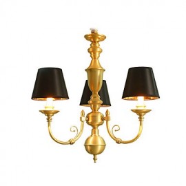 Lustre traditionnel/classique en laiton pour LED de style mini en métal pour salon, chambre à coucher, salle à manger, salle d'étude/bureau, 3 ampoules