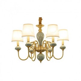 Lustre traditionnel/classique en laiton pour LED de style mini en métal pour salon, chambre à coucher, salle à manger, salle d'étude/bureau, 6 ampoules