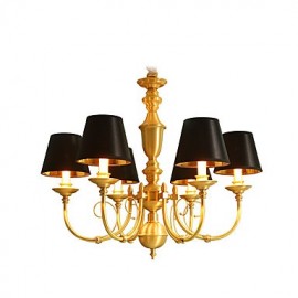 Lustre traditionnel/classique en laiton pour LED de style mini en métal pour salon, chambre à coucher, salle à manger, salle d'étude/bureau, 6 ampoules