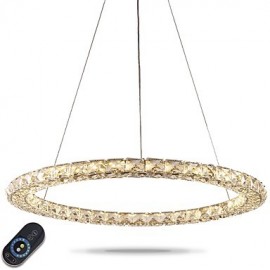 LED anneau cristal suspension moderne lustres en cristal plafonniers luminaires d'intérieur dimmable avec télécommande