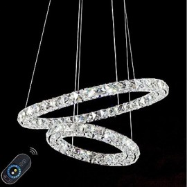 LED lustres en cristal lumières intérieur suspension plafonnier luminaires à intensité variable avec télécommande