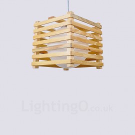 Lampes suspendues de style nordique moderne/contemporain en bois à 1 lumière avec abat-jour en verre pour salle de bain, salon, bureau, cuisine, chambre à coucher, salle à manger, bar