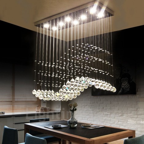 Dimmable moderne LED plafond en cristal pendentif lumière lustres d'intérieur maison suspendus lampes d'éclairage luminaires avec télécommande