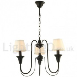 Lustre noir à 3 lumières, style bougie rétro, pour salon, chambre à coucher, salle à manger