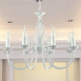 Lustre contemporain rétro blanc à 8 lumières, style bougie, pour salon, chambre à coucher, salle à manger