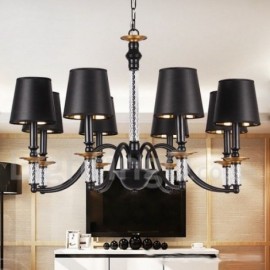 Lustre noir à 8 lumières, style bougie, pour salon, chambre à coucher, salle à manger, bar rétro