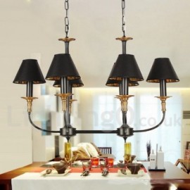 Lustre rétro contemporain à 6 lumières, style bougie, pour salon, salle à manger, chambre à coucher