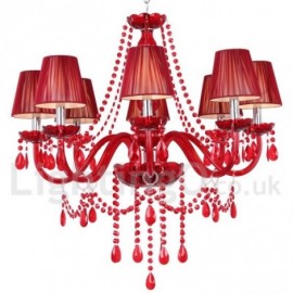 Lustre rouge de Style bougie en cristal K9, 8 lumières, pour salle à manger, chambre à coucher, salon