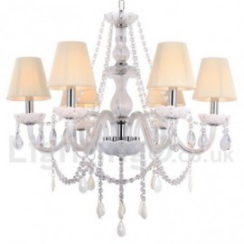 Lustre blanc de style bougie en cristal K9, 6 lumières, pour salle à manger, chambre à coucher, salon