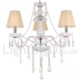 Lustre blanc de style bougie en cristal K9, 3 lumières, pour salle à manger, chambre à coucher, salon