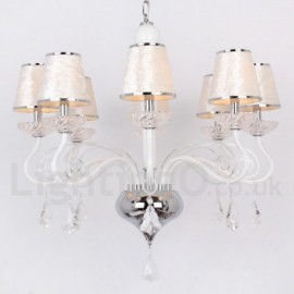 Lustre contemporain de style bougie en cristal K9, blanc, 8 lumières, pour salle à manger, chambre à coucher, salon