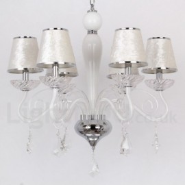 Lustre contemporain de Style bougie en cristal K9, blanc, 6 lumières, pour salle à manger, chambre à coucher, salon