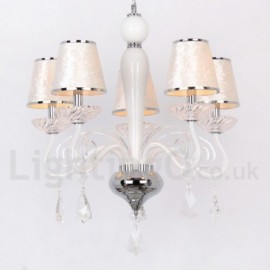 Lustre contemporain en cristal K9 de Style bougie, 5 lumières, blanc, pour salle à manger, chambre à coucher, salon