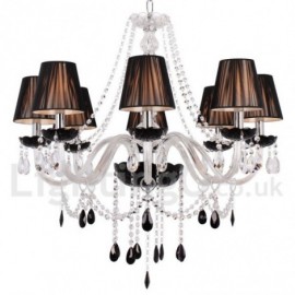 Lustre contemporain de Style bougie en cristal K9, 8 lumières, noir brossé, pour salle à manger, chambre à coucher, salon