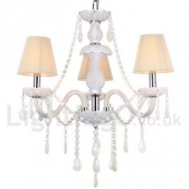 Lustre blanc de style bougie en cristal K9, 3 lumières, pour salle à manger, chambre à coucher, salon