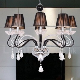 Lustre contemporain de style bougie en cristal K9, blanc, 8 lumières, pour salle à manger, chambre à coucher, salon