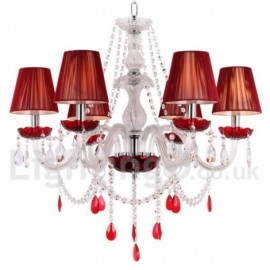 Lustre rouge de Style bougie en cristal K9, 6 lumières, pour salle à manger, chambre à coucher, salon