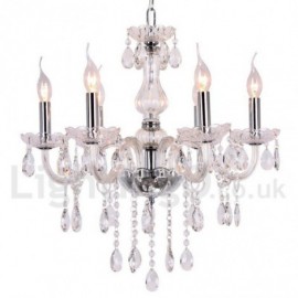 Lustre contemporain de style bougie en cristal K9, 6 lumières, pour salle à manger, chambre à coucher, salon