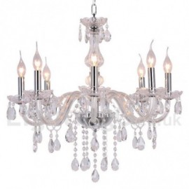 Lustre contemporain de style bougie en cristal K9, 8 lumières, pour salle à manger, chambre à coucher, salon