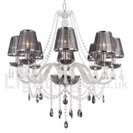 Lustre de style bougie en cristal K9, 8 lumières, pour salle à manger, chambre à coucher, salon