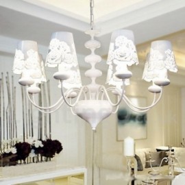 Lustre blanc creux moderne/contemporain à 8 lumières, pour salon, salle à manger, chambre à coucher, Style bougie