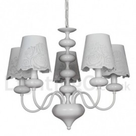 Lustre blanc creux moderne/contemporain à 5 lumières, pour salon, salle à manger, chambre à coucher, Style bougie