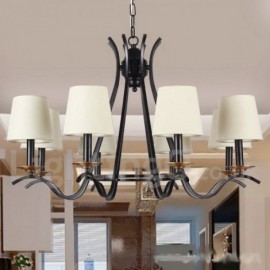 Lustre noir à 8 lumières pour salon, salle à manger, chambre à coucher, style bougie rétro contemporain