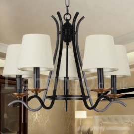 Lustre noir à 5 lumières pour salon, salle à manger, chambre à coucher, style bougie rétro contemporain