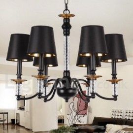 Lustre noir à 6 lumières, style bougie rétro, pour salon, chambre à coucher, salle à manger