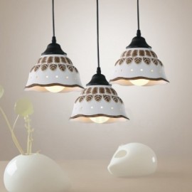 Lampe suspendue moderne/contemporaine à 1 lumière pour chambre à coucher, salle à manger avec abat-jour en céramique