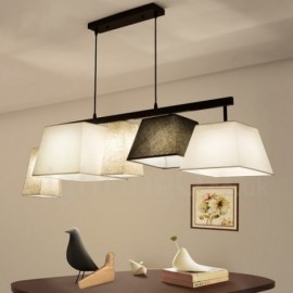 Lampe suspendue moderne/contemporaine à 5 lumières en acier avec abat-jour en tissu pour couloir, salon, salle à manger, chambre à coucher, hôtel