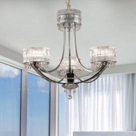 Lustre moderne/contemporain en acier à 3 lumières avec abat-jour en cristal pour salon, chambre à coucher, hôtel