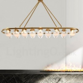 Lampe suspendue moderne/contemporaine à 9 lumières en laiton avec abat-jour en verre pour salon, salle à manger, chambre à coucher, hôtel