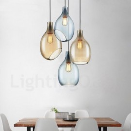 Lampe suspendue moderne/contemporaine à 1 lumière en verre avec abat-jour en verre pour salon, salle à manger, cour, chambre à coucher, hôtel