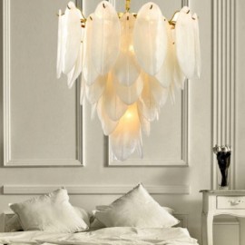 Lampe suspendue moderne/contemporaine à 6 lumières en acier avec abat-jour en verre pour salon, salle à manger, chambre à coucher, hôtel