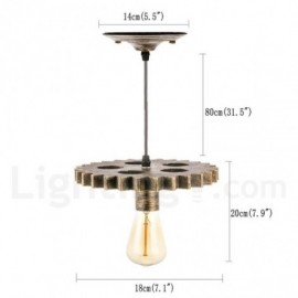 Lampe suspendue rétro en bois et acier inoxydable, 1 lumière, noir et or