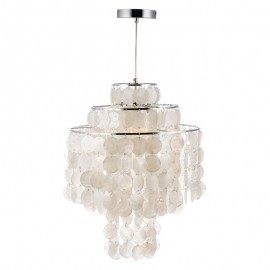 Moderne / Contemporain Suspension à Coquille Naturelle en Acier Inoxydable Chromé à 3 Lumières