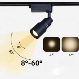 Projecteur sur rail 8° à 60° Éclairage d'accentuation à mise au point libre