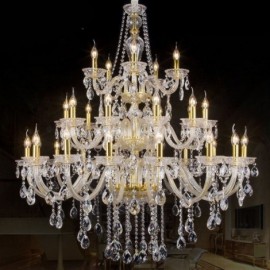 Plafonnier de décoration de villa de lustre en cristal de luxe avec 32 lumières