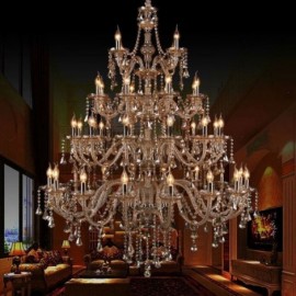 Lustre en cristal européen couleur Cognac, plafonnier de Villa avec 40 lumières