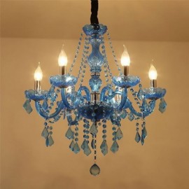 Lustre en cristal bleu de style européen, luminaire suspendu unique