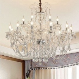 Grand lustre en cristal européen, suspension blanche