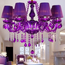 Lustre en cristal élégant de Style européen, suspension violette