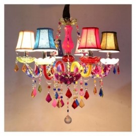 Grand lustre en cristal coloré, barre lumineuse suspendue européenne