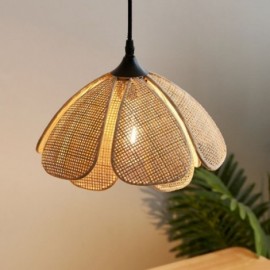 Lampe suspendue en rotin pour Restaurant et Bar, plafonnier rétro en rotin