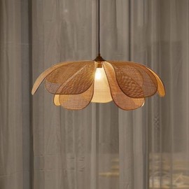 Lampe à suspension en forme de pétale de rotin, plafonnier en rotin tissé à la main de style Wabi-Sabi