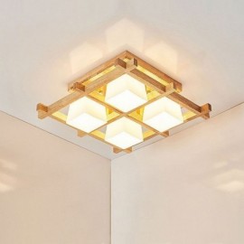 Étude de lumière en bois de caoutchouc de plafonnier encastré de grille carrée nordique