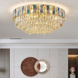 Plafonnier rond en cristal, montage encastré, décoration en cristal, abat-jour en coquille de cristal, 60/80CM